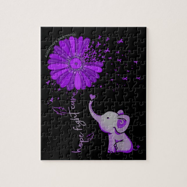 Hoffnung Kämpfen Niedlicher Elefant Alzheimer's Li Puzzle (Vertikal)