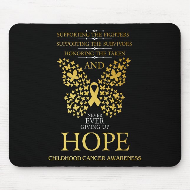 Hoffnung Kindheitskrebs-Bewusstsein Goldene Schlei Mousepad (Vorne)