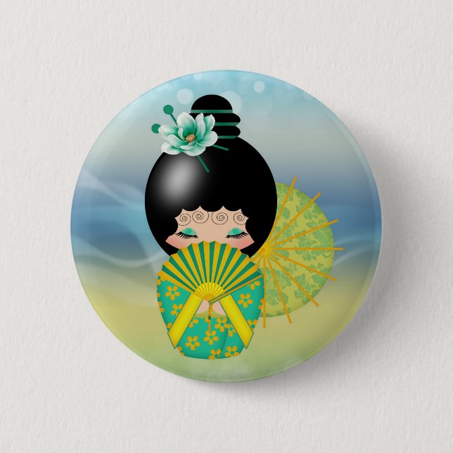 Hoffnung kokeshi Puppen-Button-Abzeichen Button (Vorderseite)