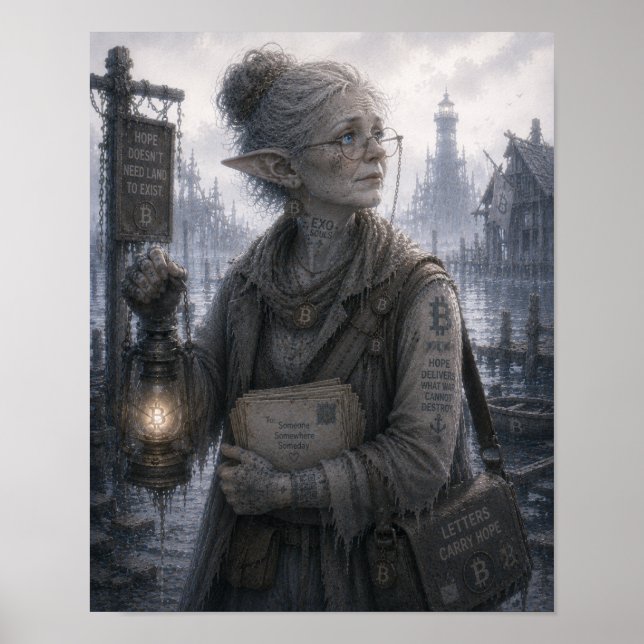 Hoffnung / Leuchtturmwärter / überfluteter Pier Poster (Vorne)