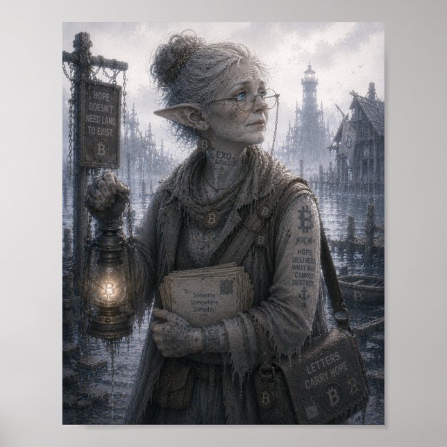 Hoffnung / Leuchtturmwärter / überfluteter Pier Poster (Vorne)