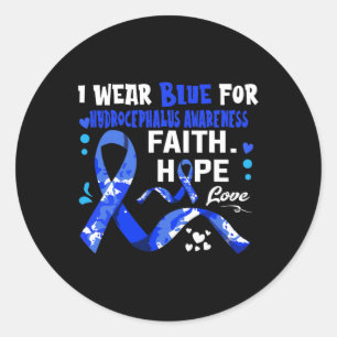 Hoffnung Liebe ich trage Blau für Hydrocephalus Aw Runder Aufkleber
