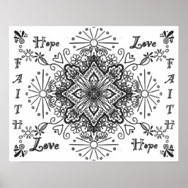 Hoffnung Liebe, inspirierende Erwachsenenfärbung Poster