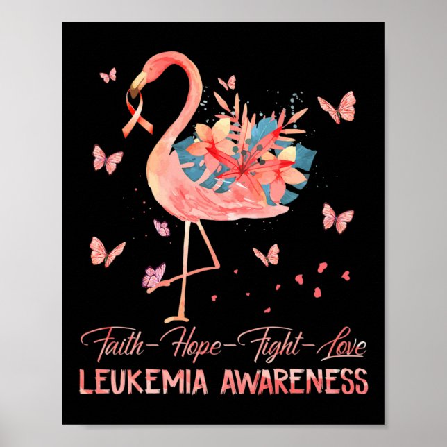 Hoffnung Liebe Rosa Flamingo Brust Leukämie Bewuss Poster (Vorne)