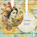 Hoffnung, Liebe, Schönheit, Träume, Vintage Dame Ornament<br><div class="desc">Vintage Frau mit Bluebirds,  Blume und inspirierenden Worten ai art. Weihnachtsschmuck.</div>