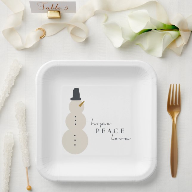 Hoffnung Liebe. Weihnachts-Snowman-Paper-Teller Pappteller (Hochzeit)