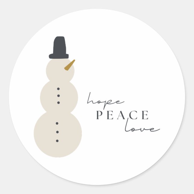Hoffnung Liebe. Weihnachtssnowman Stickers Labels (Vorderseite)