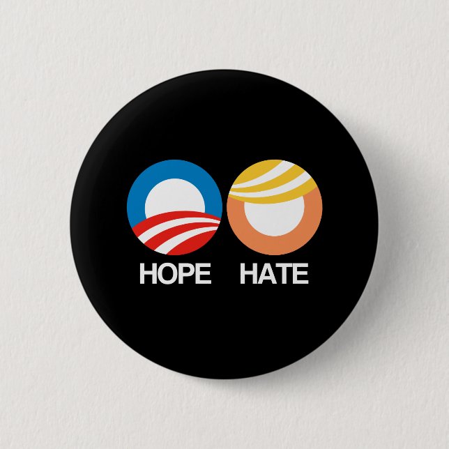 HOFFNUNG (Obama) gegen HASS (Trumpf) Button (Vorderseite)