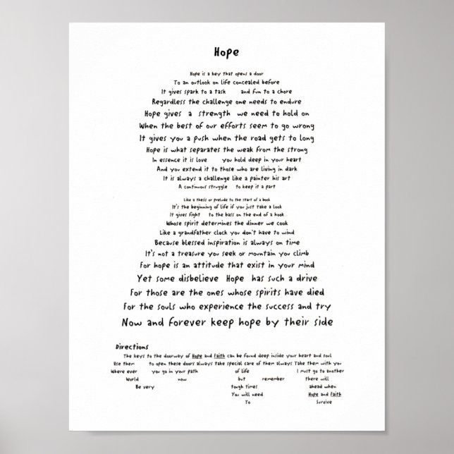 Hoffnung Poster (Vorne)