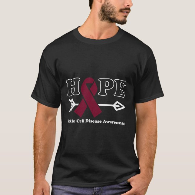 Hoffnung - Sichelzellkrankheit Bewusstsein Burgund T-Shirt (Vorderseite)