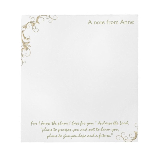 Hoffnung und eine Zukunft, Christliches Notizpapie Notizblock (Vorderseite)