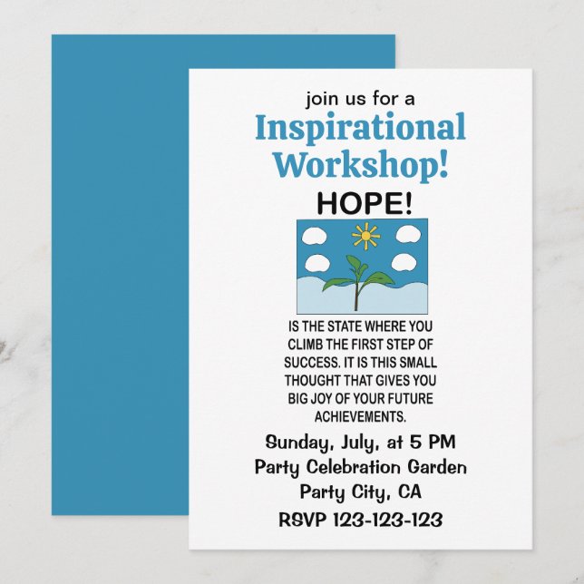 Hoffnung und Inspiration Motivations-Workshop Einladung (Vorne/Hinten)