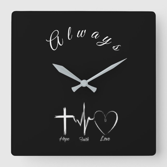 ****HOFFNUNG UND LIEBE**** KLICKEN QUADRATISCHE WANDUHR (Vorderseite)