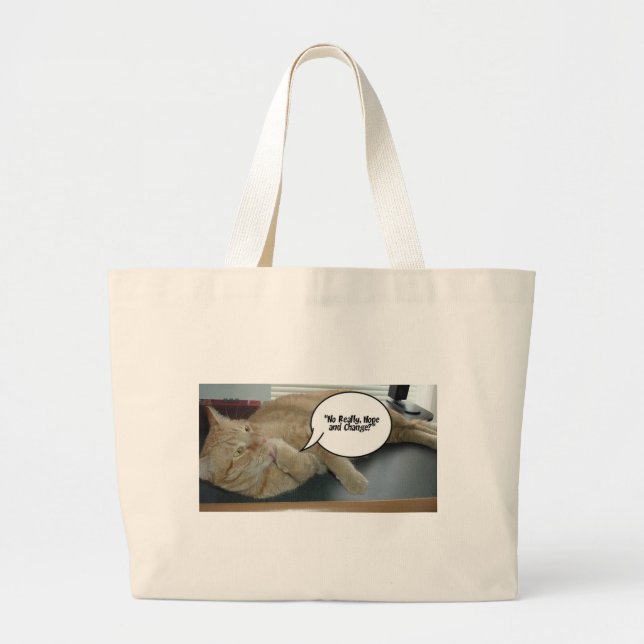 Hoffnung und Wandel Orange Tabby Cat Jumbo Stoffbeutel (Vorne)