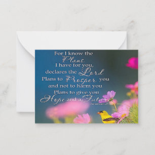 Hoffnung und Zukunft  Blumen und Vogel Mitteilungskarte