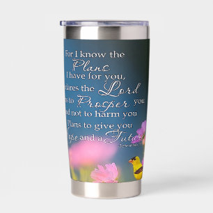 Hoffnung und Zukunft personalisierte Blumen und Vö Thermobecher