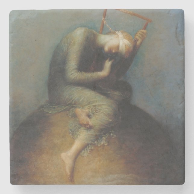 Hoffnung (von George Frederick Watts) Steinuntersetzer (Vorderseite)