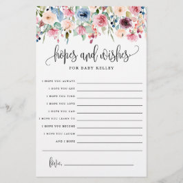 Hoffnungen und Wünsche, florale Babyberatungskarte Flyer