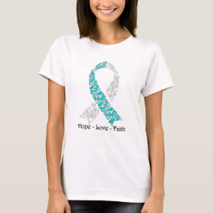 Hoffnungs-aquamarine und weiße T-Shirt