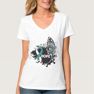Hoffnungs-Gebärmutterkrebs-Schmetterling T-Shirt
