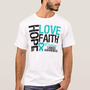 Hoffnungs-Liebe-Glauben-Eierstockkrebs-T - Shirts