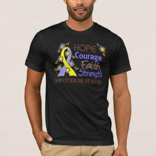 Hoffnungs-Mut-Glauben-Stärke 3 Down-Syndrom T-Shirt