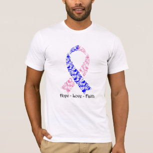 Hoffnungs-rosa und blaues Bewusstseins-Band T-Shirt