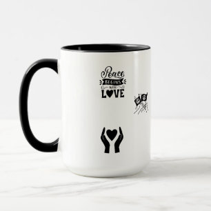 HOFFNUNGS-SIPPE DES FRIEDENS Weiße schwarze Akzent Tasse