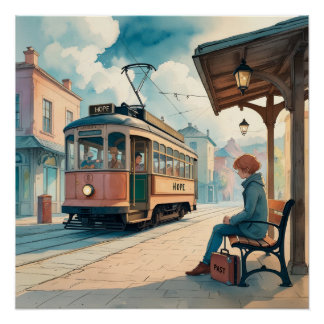 Hoffnungsbahnhof – Emotional Wasserfarben-Plakat f Poster