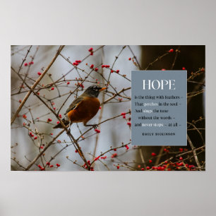 Hoffnungsinspirierende Emily Dickinson Vogel Zitat Poster