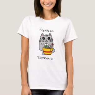 hoffnungslos Ramen-tic Funny Cat Eating Noodles T-Shirt