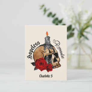 Hoffnungslose Romantik - Gotischer Schädel, Rote R Postkarte