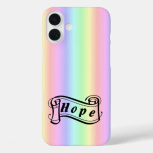 Hoffnungsrollen auf Regenbogen iPhone 16 Plus Hülle