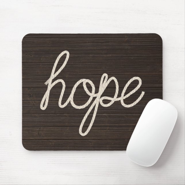 Hoffnungsseiltext auf dunklem Holz Mousepad (Mit Mouse)