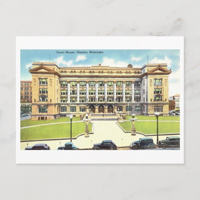 Hofhaus in Omaha, Nebraska, Vintage Travel Postkarte (Vorderseite)