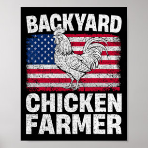 Hofhuhn Farmer USA-Flagge Patriotisch 4. Juli Poster