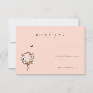 Höflicher Pfirsich-Blumenkranz RSVP Karte