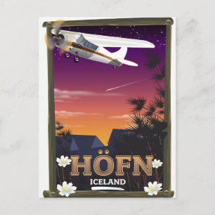 Höfn Island Flugposter Postkarte