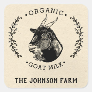Hofname Kranz Ziegenkäse Milch Vintage Quadratischer Aufkleber