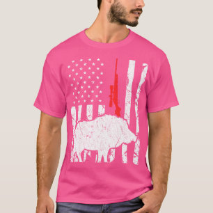 Hog Junting US Flag Patriotic American Rifle T-Shirt