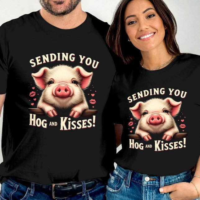 Hog und Kisses Valentines Niedlich Pig Endearing L T-Shirt (Von Creator hochgeladen)