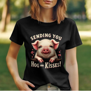 Hog und Kisses Valentines Niedlich Pig Endearing L T-Shirt