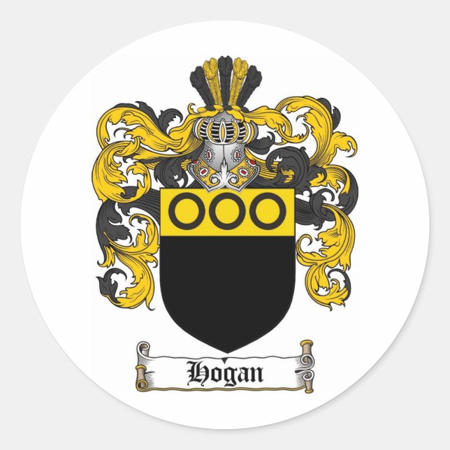 HOGAN-FAMILIENWAPPEN - HAUSHALTSKÜSTE VON WAFFEN RUNDER AUFKLEBER (Vorderseite)