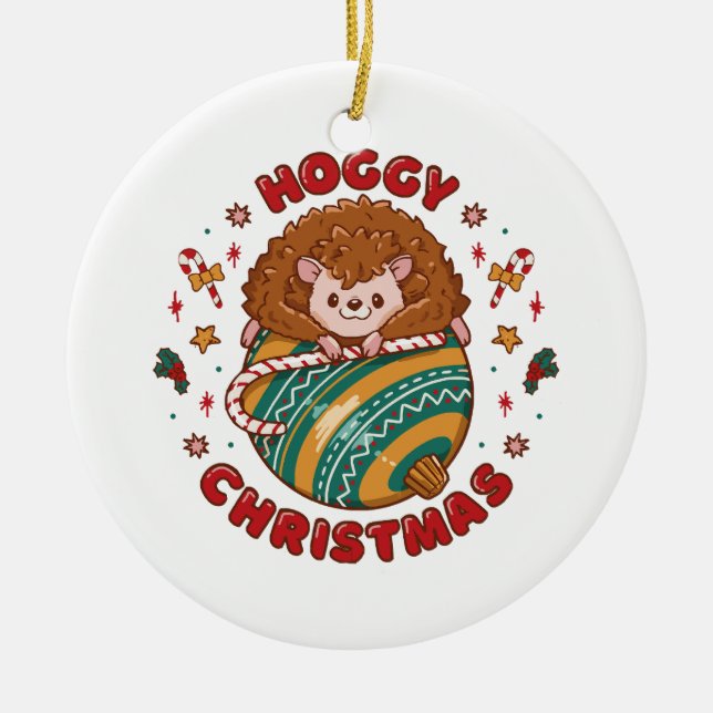 Hoggy Christmas Igel Keramik Ornament (Vorne)