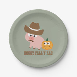 Hoggy Fall Y'all Pappteller