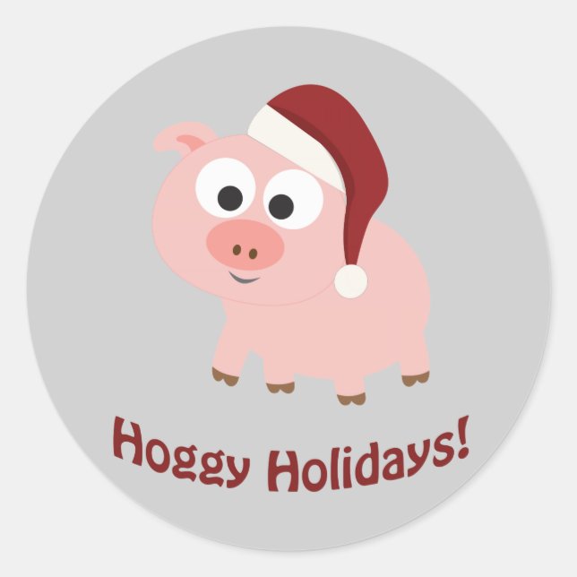 Hoggy Holidays! Santa Pig Runder Aufkleber (Vorderseite)