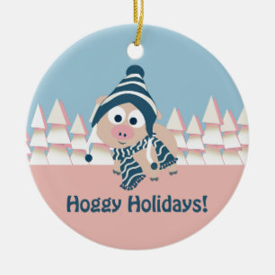 Hoggy Holidays! Winterschwein Keramik Ornament