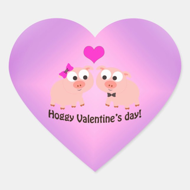 Hoggy Valentine's Day Pig Liebe Herz-Aufkleber (Vorderseite)