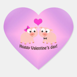Hoggy Valentine's Day Pig Liebe Herz-Aufkleber