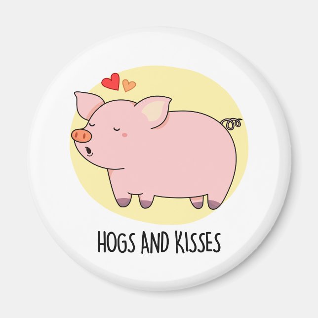 Hogs and Kisses Funny Hog Pig Pub Magnet (Vorne)